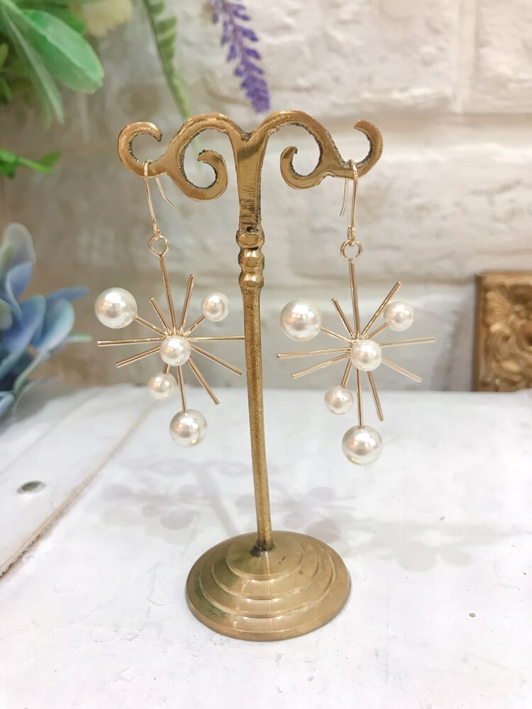 【ピアス】パールゴールド花火