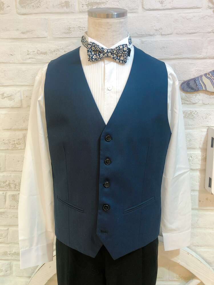 【ベスト単品】SELECTED/HOMM ネイビーベストM