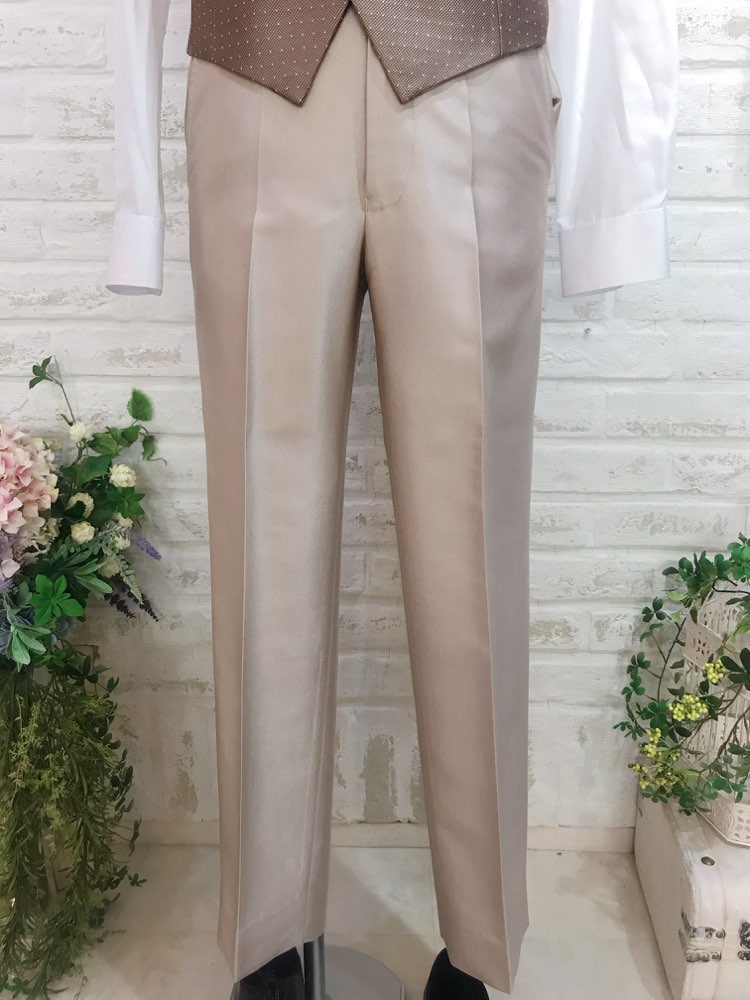 【パンツのみ】3PシャンパンゴールドパイピングタキシードセットパンツS