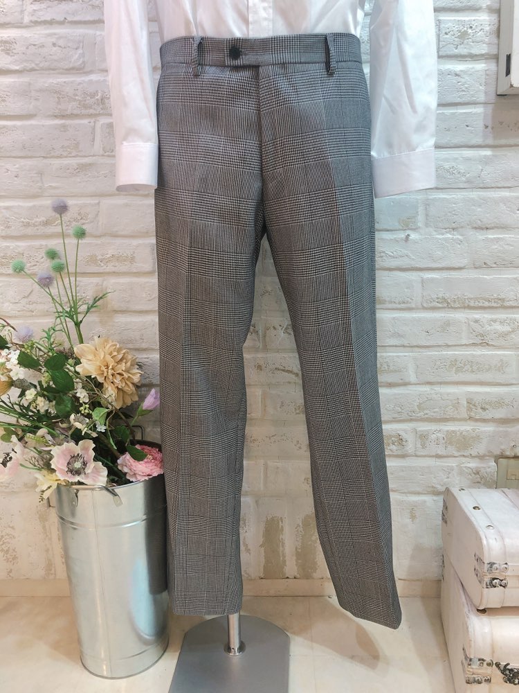 【パンツ単品】グレンチェックグレーパンツＬ