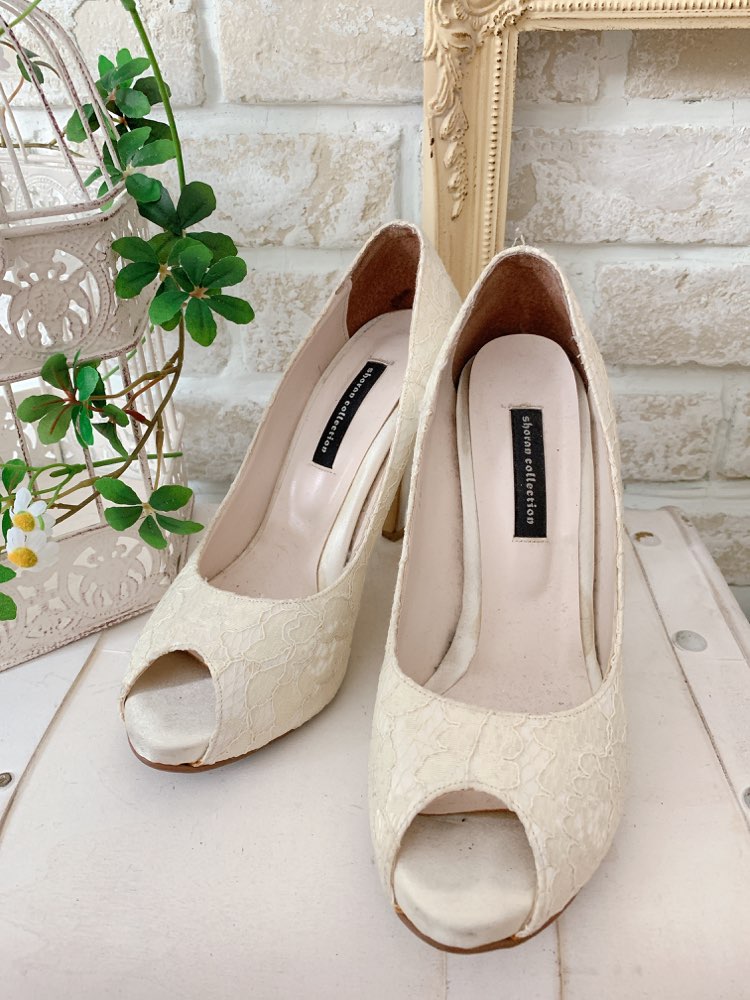 WD/white lace pumps【23㎝】ﾋｰﾙ11㎝