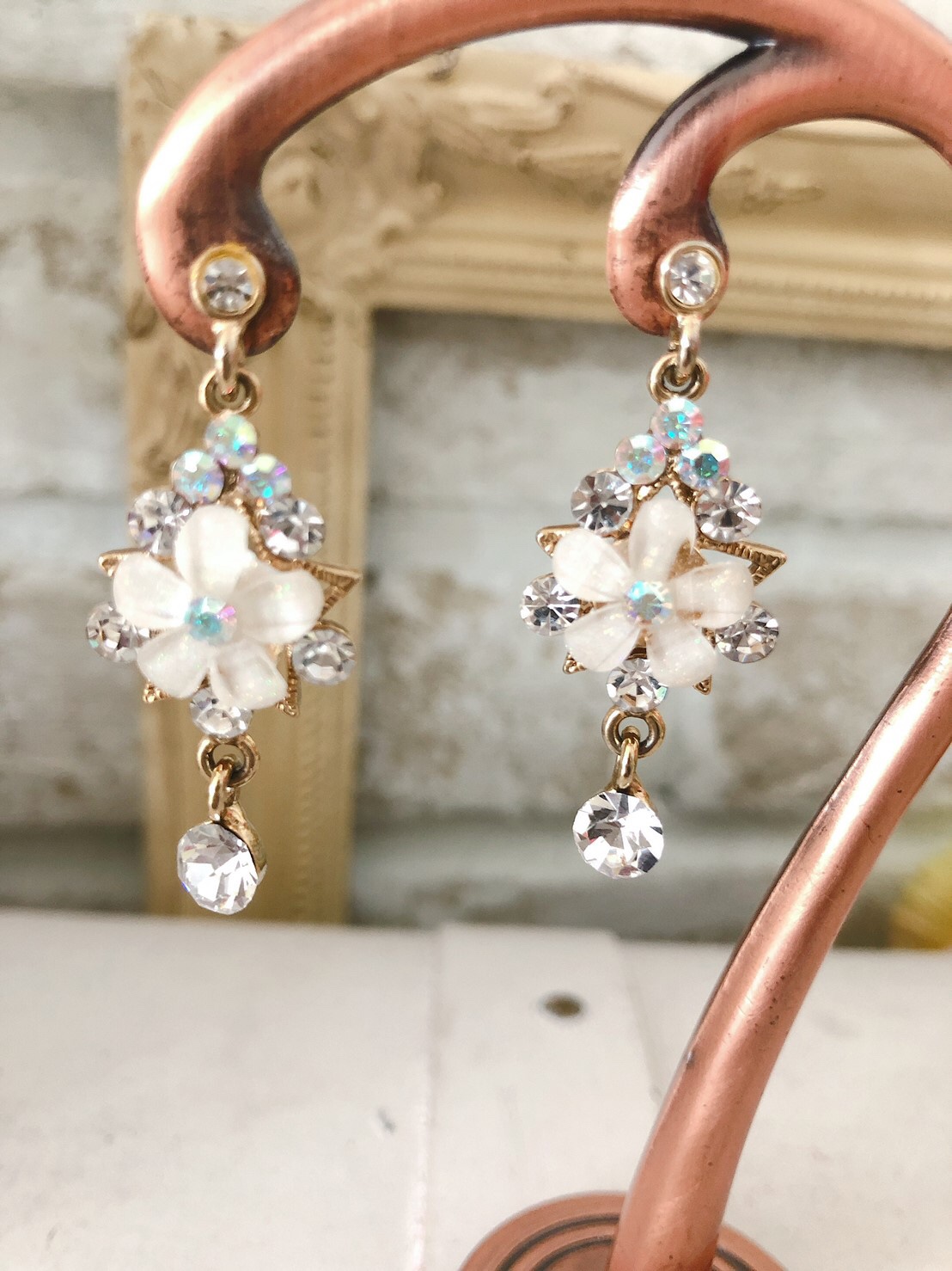 お花ストーン×ビジューピアス