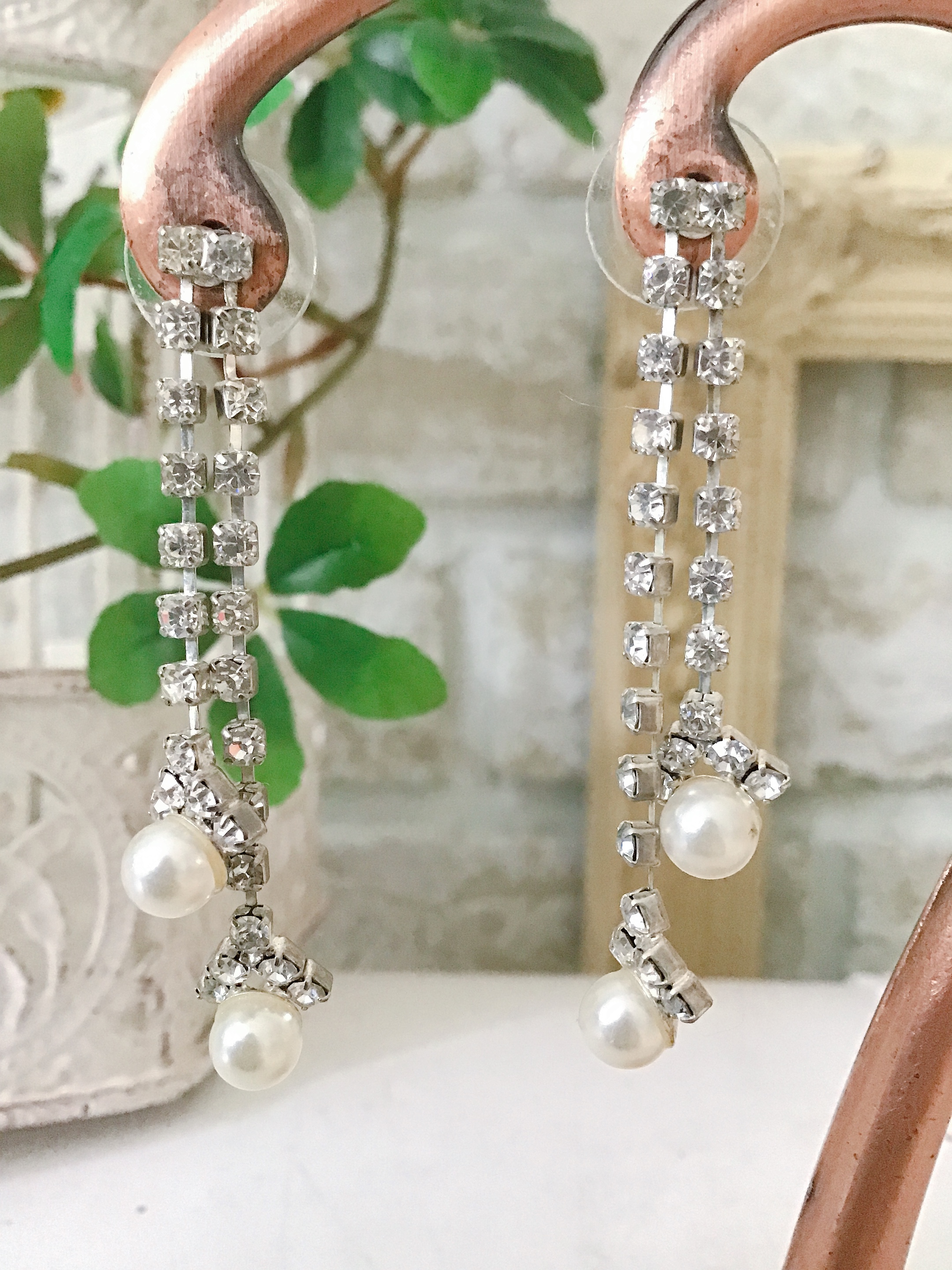 ラインストーン×パールピアス