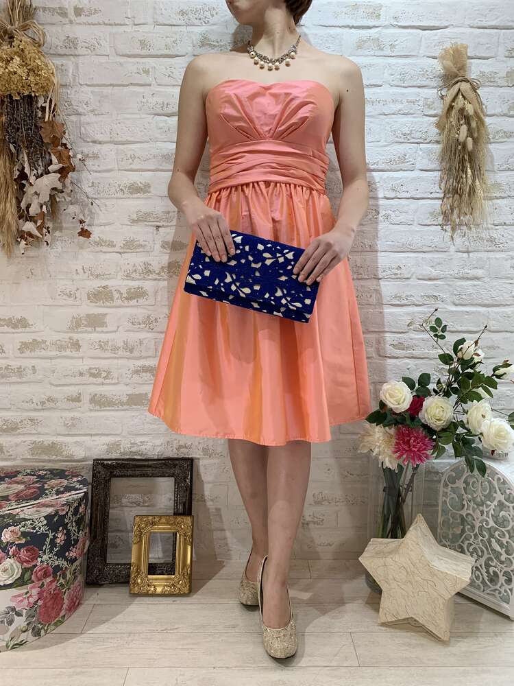 結婚式 謝恩会 各種パーティ 上品系コーラルピンクドレス ドレンタ