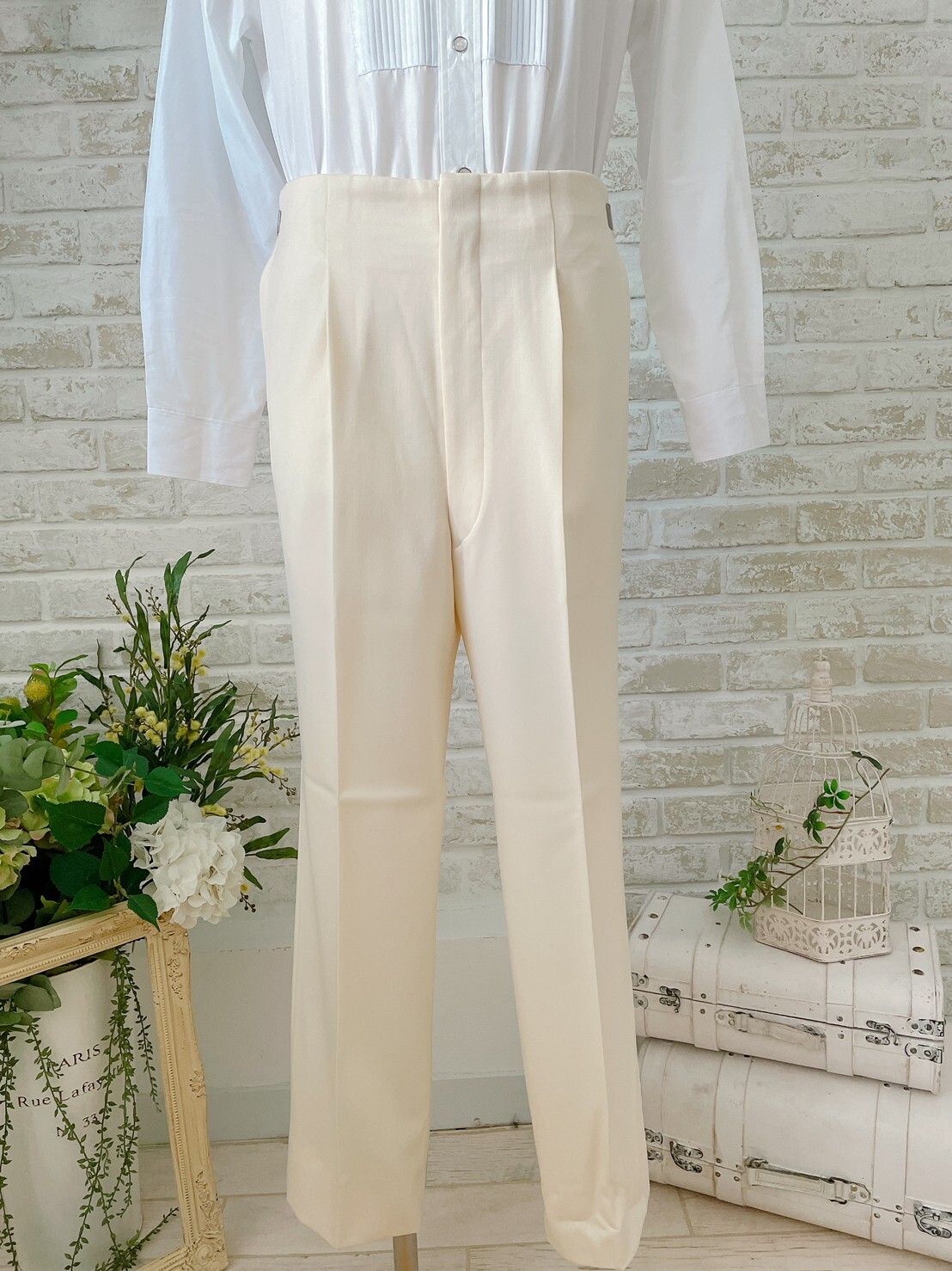 WDオフホワイト無地パンツA5